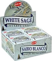 HEM White Sage (witte salie) kegelwierook (12 pakjes)