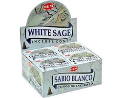 HEM White Sage (witte salie) kegelwierook (12 pakjes)