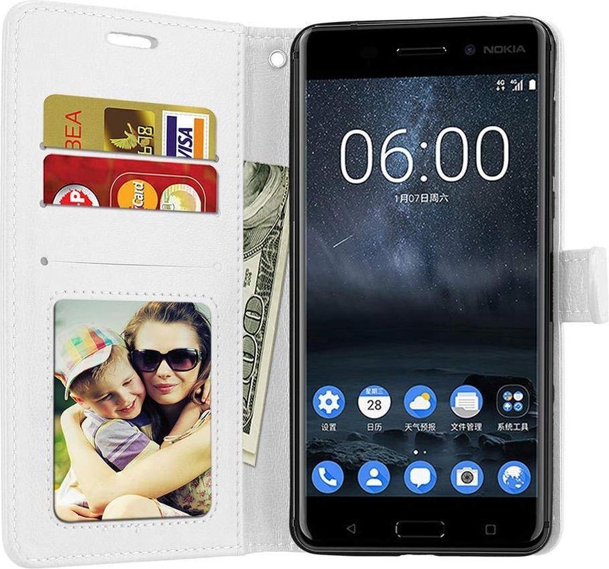Telefoonhoes Geschikt voor: Nokia 5.1 portemonnee hoesje - Wit
