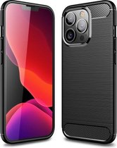 TPU-hoesje met geborstelde textuur van koolstofvezel voor iPhone 13 Pro (zwart)