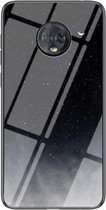 Voor Motorola Moto G6 Plus Sterrenhemel Geschilderd Gehard Glas TPU Schokbestendig Beschermhoes (Sterrenhemel Halve Maan)