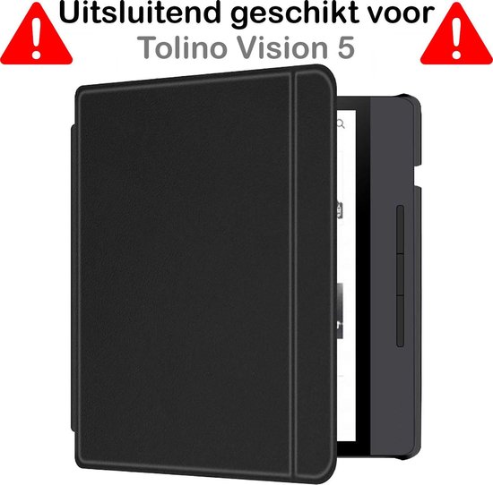 Hoesje Geschikt voor Tolino Vision 5 Hoesje Luxe Bescherm Case - Hoes Geschikt voor Tolino Vision 5 Hoes Book Cover - Zwart van Hoesje  — afbeelding 2