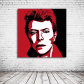 David Bowie Pop Art Canvas - 100 x 100 cm - Canvasprint - Op dennenhouten kader - Geprint Schilderij - Popart Wanddecoratie