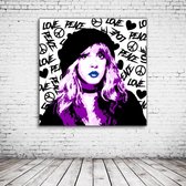 Stevie Nicks Pop Art Canvas - 90 x 90 cm - Canvasprint - Op dennenhouten kader - Geprint Schilderij - Popart Wanddecoratie