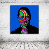 Steve Jobs Pop Art Acrylglas - 100 x 100 cm op Acrylaat glas + Inox Spacers / RVS afstandhouders - Popart Wanddecoratie