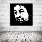 Pop Art Serge Gainsbourg Canvas - 90 x 90 cm - Canvasprint - Op dennenhouten kader - Geprint Schilderij - Popart Wanddecoratie