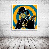 Carlos Santana Pop Art Poster in lijst - 90 x 90 cm en 2 cm dik - Fotopapier Mat 180 gr Framed - Popart Wanddecoratie inclusief lijst