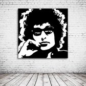 Bob Dylan Pop Art Canvas - 80 x 80 cm - Canvasprint - Op dennenhouten kader - Geprint Schilderij - Popart Wanddecoratie