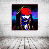 Jack Sparrow Art Canvas - 100 x 100 cm - Canvasprint - Op dennenhouten kader - Geprint Schilderij - Popart Wanddecoratie