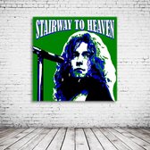 Pop Art Robert Plant Canvas - 100 x 100 cm - Canvasprint - Op dennenhouten kader - Geprint Schilderij - Popart Wanddecoratie