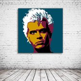 Billy Idol Pop Art Acrylglas - 80 x 80 cm op Acrylaat glas + Inox Spacers / RVS afstandhouders - Popart Wanddecoratie