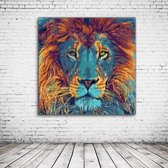 Leeuw Art Canvas - 90 x 90 cm - Canvasprint - Op dennenhouten kader - Geprint Schilderij - Popart Wanddecoratie