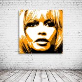 Brigitte Bardot Pop Art Acrylglas - 80 x 80 cm op Acrylaat glas + Inox Spacers / RVS afstandhouders - Popart Wanddecoratie