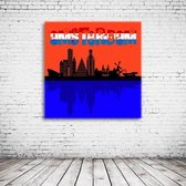 Amsterdam Skyline Pop Art Acrylglas - 80 x 80 cm op Acrylaat glas + Inox Spacers / RVS afstandhouders - Popart Wanddecoratie