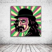 Pop Art Frank Zappa Canvas - 90 x 90 cm - Canvasprint - Op dennenhouten kader - Geprint Schilderij - Popart Wanddecoratie