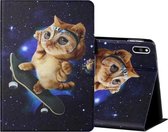 Voor Huawei MatePad 5G 10.4 BAH3-AN10 Gekleurde Tekening Horizontale Flip Leren Case met Houder & Kaartsleuven & Slaap / Wekfunctie (Skateboard Kat)