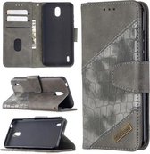 Voor Nokia 1.3 Bijpassende kleur Krokodiltextuur Horizontale flip PU lederen tas met portemonnee & houder & kaartsleuven (grijs)