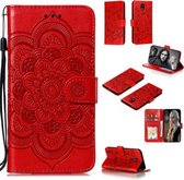 Voor Nokia 1.3 Mandala Embossing Patroon Horizontale Flip Leren Case met Houder & Kaartsleuven & Portemonnee & Fotolijst & Lanyard (Rood)