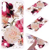 Cartoon patroon goudfolie stijl Dropping Glue TPU zachte beschermhoes voor Galaxy A10 (bloem)