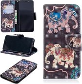 3D Gekleurde Tekening Patroon Horizontale Flip Leren Case voor Samsung Galaxy A8, met Houder & Kaartsleuven & Portemonnee (Twee Olifanten)