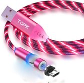 TOPK AM22 USB naar micro-USB 540 graden buigbare streamerbal magnetische datakabel, kabellengte: 1m (rood)