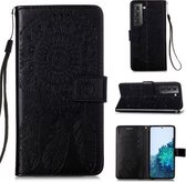 Voor Samsung Galaxy S21 5G Dream Catcher Afdrukken Horizontale Flip Leren Case met Houder & Kaartsleuven & Portemonnee & Lanyard (Zwart)