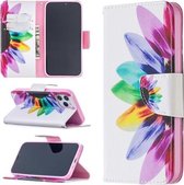 Voor iPhone 12/12 Pro Gekleurd tekeningpatroon Horizontaal leren flip-hoesje met houder & kaartsleuven en portemonnee (zonnebloem)