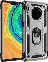 Voor Huawei Mate 30 Pro Armor schokbestendig TPU + pc beschermhoes met 360 graden rotatiehouder (zilver)