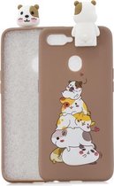 Voor OPPO F9 Cartoon schokbestendige TPU beschermhoes met houder (hamsters)