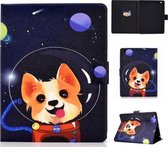 Gekleurde tekening Universal Voltage Craft Cloth TPU beschermhoes, met houder & slaap- / wekfunctie & kaartsleuven & antislipstrip voor iPad 2/3/4 (hond)