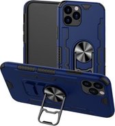 Voor iPhone 11 Pro Bear Case Style TPU + PC + Metal Rotating Support 3-in-1 Fall Proof Protective Shell (Deep Blue)