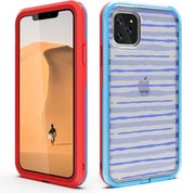 Voor iPhone 11 Pro Max 2 in 1 TPU + pc effen kleurencombinatie Drop (rood + blauw)