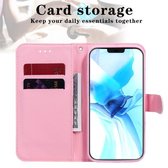 Voor iPhone 12/12 Pro 3D-schilderijpatroon Gekleurde tekening Horizontale flip PU-lederen hoes met houder & kaartsleuven en portemonnee (olieverfschilderij uil)