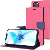 Voor iPhone 12 Pro Max GOOSPERY FANCY DAGBOEK Cross Pattern Horizontale Flip Leather Case met houder & kaartsleuven & portemonnee (Rose Red)