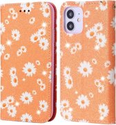 Voor iPhone 12 mini Glinsterende Daisy Magnetische Horizontale Flip Leren Case met Houder & Kaartsleuven & Fotolijst (Oranje)