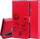Voor Huawei P Smart 2020 Rose reliëf horizontale flip PU lederen tas met houder & kaartsleuven & portemonnee (rood)