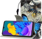 Voor Huawei Honor Play 4T Pro Gekleurde Tekening Horizontale Flip Leren Case met Houder & Kaartsleuf & Portemonnee (EEN Vlinder)