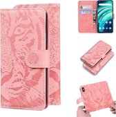 Voor UMIDIGI A9 Pro Tiger Embossing Pattern Horizontale flip lederen tas met houder & kaartsleuven en portemonnee (roze)