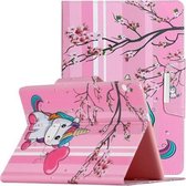 Voor Huawei MediaPad T3 10 Geschilderd patroon Horizontale flip lederen tas met houder (Sakura Unicorn)