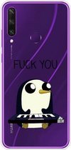 Voor Huawei Y6p (2020) Gekleurd tekeningpatroon Zeer transparant TPU beschermhoes (Penguin)