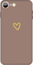 Voor iPhone SE 2020/8/7 Golden Love-heart Pattern Colorful Frosted TPU telefoon beschermhoes (kaki)