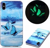 Voor iPhone XS Max Luminous TPU zachte beschermhoes (vlinders)