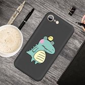 Voor iPhone SE 2020 & 8 & 7 Cartoon Animal Pattern Shockproof TPU beschermhoes (Black Crocodile Bird)