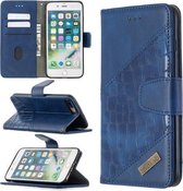 Voor iPhone 8 Plus bijpassende kleur Krokodiltextuur Horizontale flip PU lederen tas met portemonnee & houder & kaartsleuven (blauw)