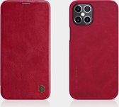 Voor iPhone 12 Pro Max NILLKIN QIN-serie Crazy Horse Texture Horizontale flip lederen tas met kaartsleuf (rood)