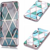 Voor iPhone 6 / 6s Plating Marble Pattern Soft TPU beschermhoes (groen wit)