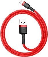 Baseus 2,4A 0,5 m USB naar 8-pins high-density nylon geweven USB-kabel (rood)