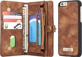 CaseMe voor iPhone 6 & 6s multifunctionele lederen billfold met afneembare magnetische pc-achterkant beschermhoes & 10 kaartsleuven & 3 geldsleuven & 2 fotolijsten & 1 ritsportemonnee & 3 mag