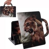 Voor Amazon Kindle Fire HD 8 (2020) / HD 8 Plus (2020) 3D-gekleurde tekening Horizontale flip lederen tas met houder & kaartsleuf & portemonnee & handvat (leeuw)
