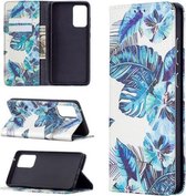 Voor Samsung Galaxy A72 5G Gekleurde Tekening Patroon Onzichtbare Magnetische Horizontale Flip PU Lederen Case met Houder & Kaartsleuven & Portemonnee (Blauw Blad)